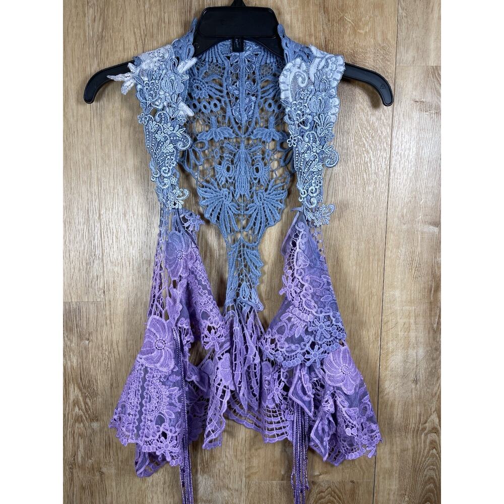 Artist Made Boho Chic Romantic Whimsical Hand Dyed Ombre' Aurora Vest Mermaid